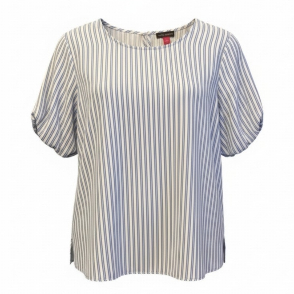 Vince Camuto Blue and White Dolman Sleeve Blouse